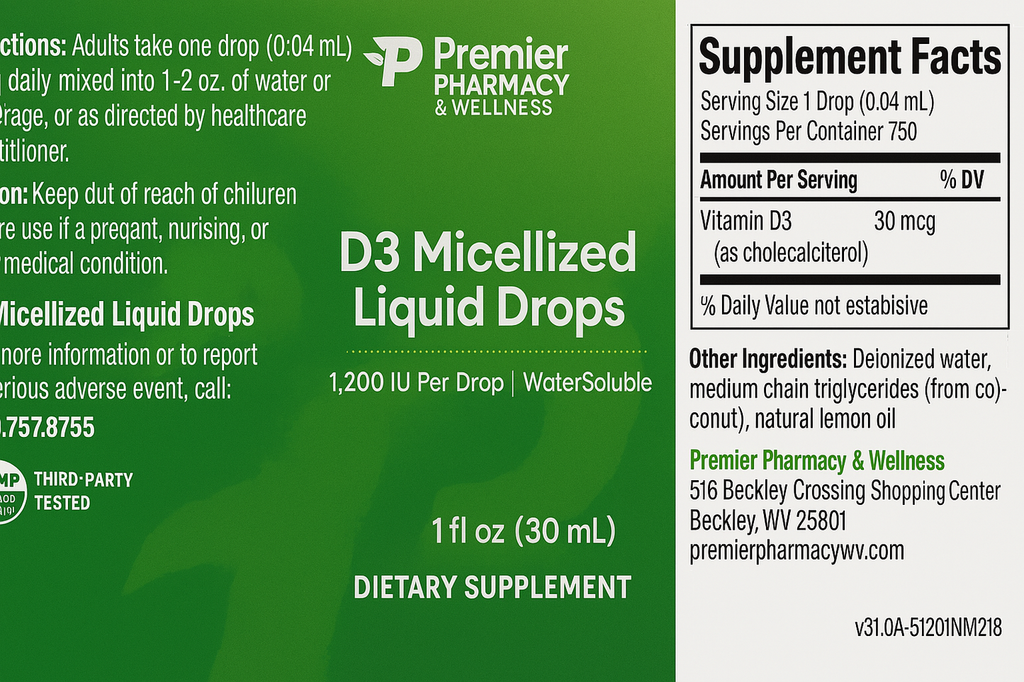 D3+K2 Micellized Liquid Drops