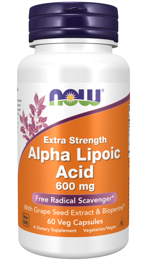 NOW Alpha Lipoic Acid, Extra Strength 600 mg Veg Capsules
